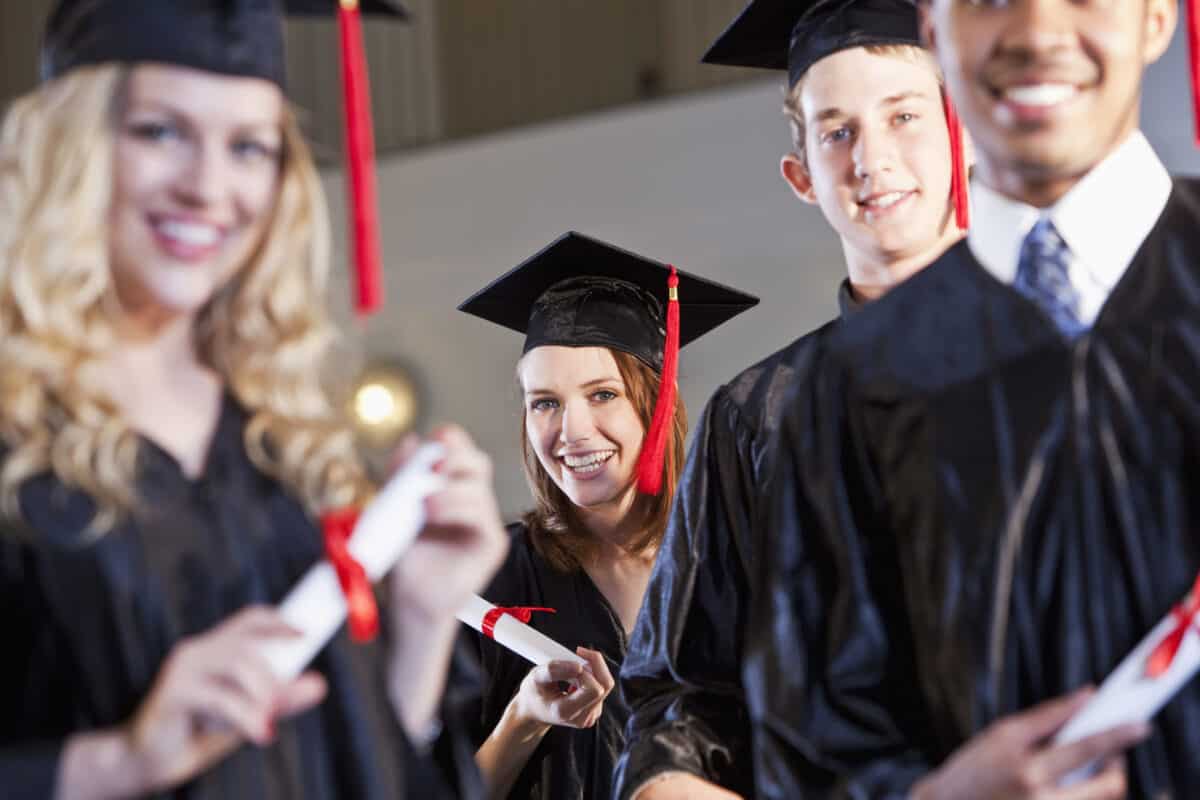 Photo of high school students on graduation day.