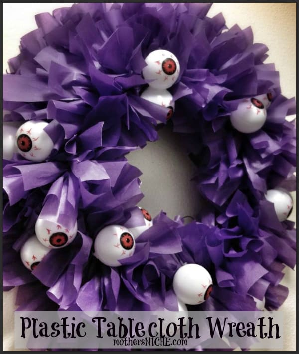 plastic tablecloth wreath Halloween