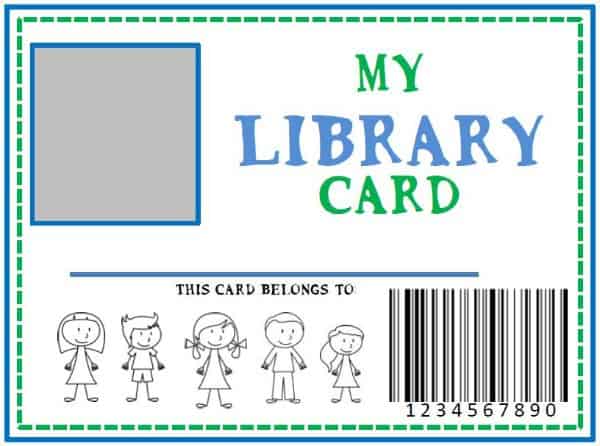 Printable Library card for kids