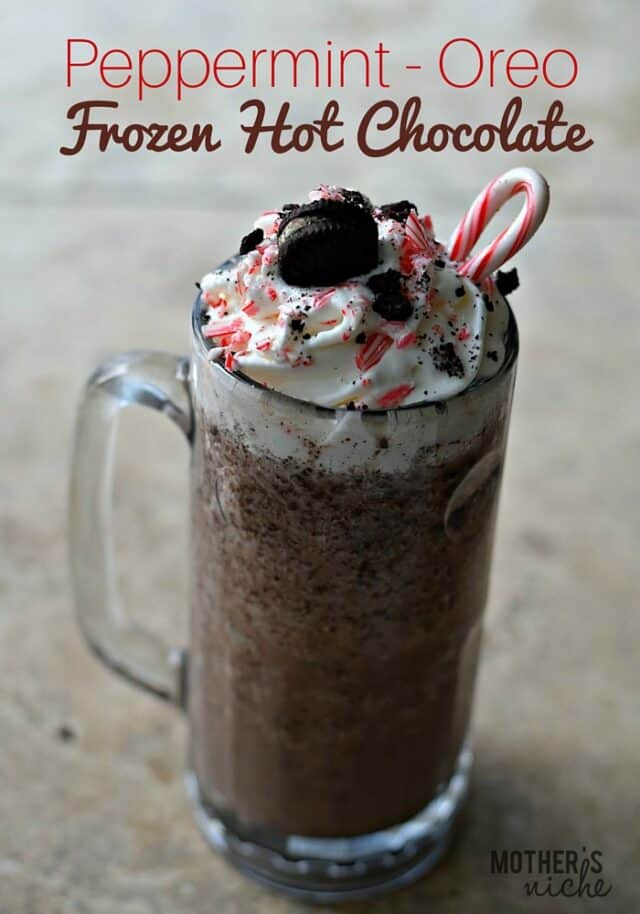Frozen Hot Chocolate with Peppermint and OREO! Such a fantastic combination!
