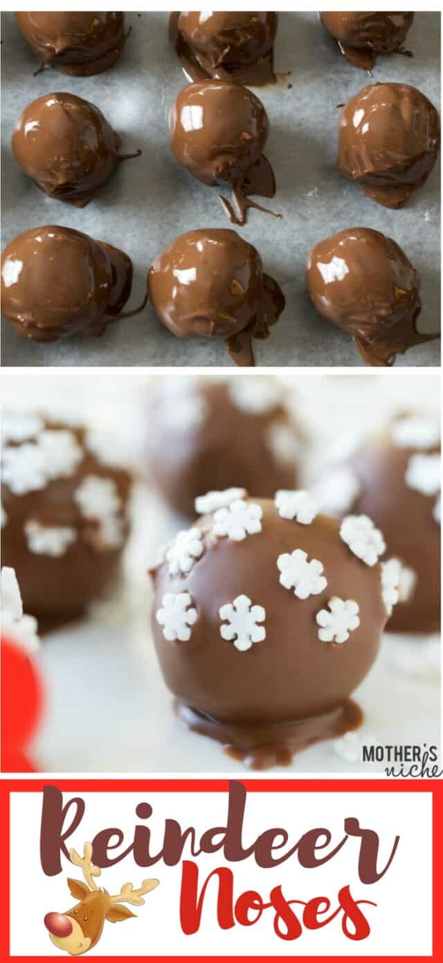 These Chocolate PB Reindeer Noses are easy to make and make a perfect neighbor gift for Christmas time, or a fun Christmas treat to make with the kids!