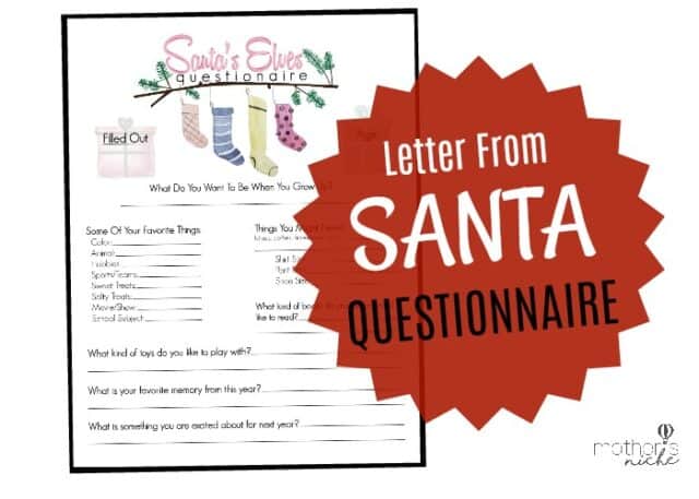 Letter From Santa Questionnaire and template. This free letter to Santa template is a fun way for Santa and his Elves to get to know your child