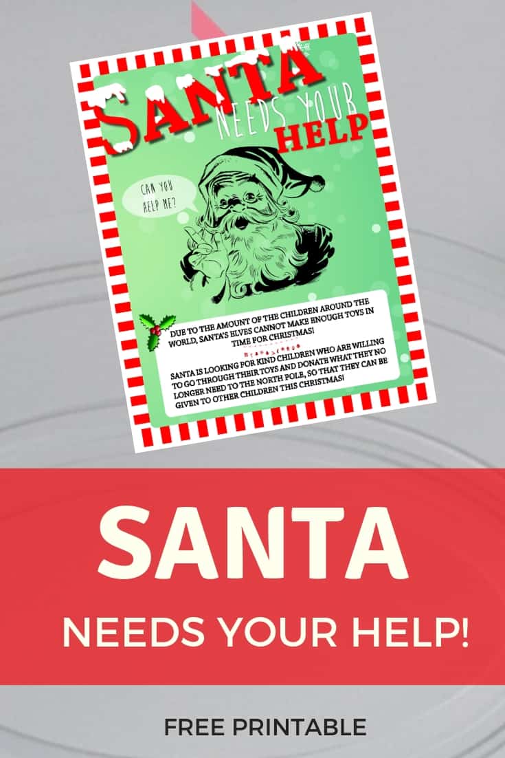 Adorable Santa Claus letter that encourages kids to help out at the North Pole and donate unwanted toys to kids in need