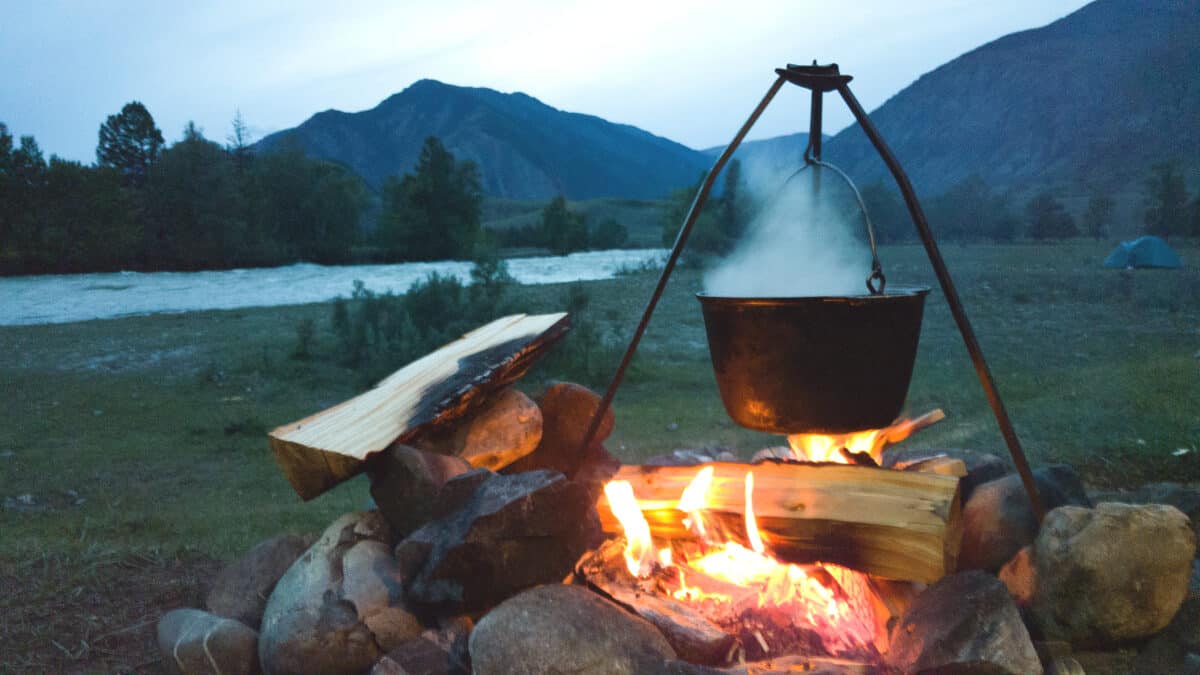 pot on a campfire
