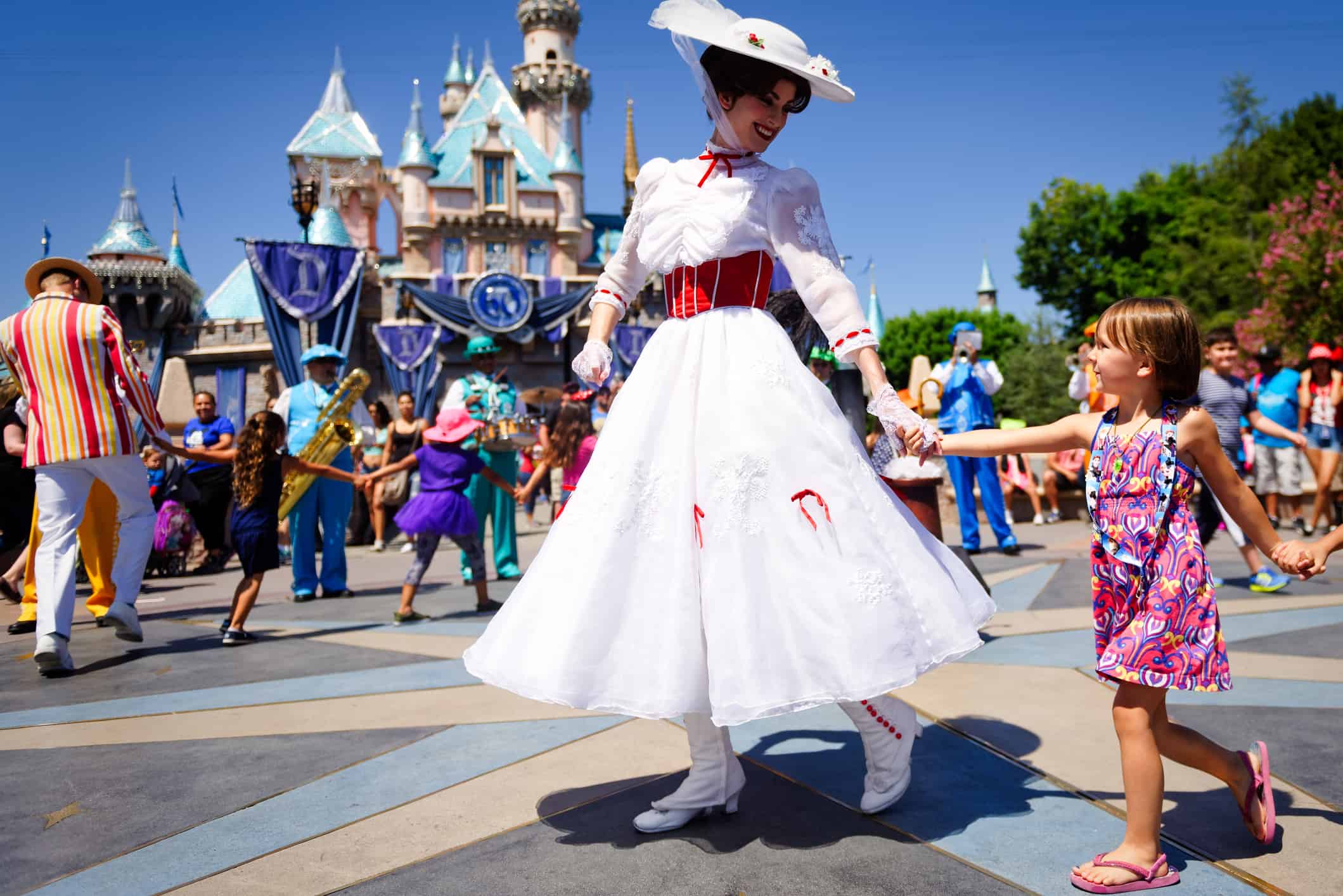 Mary Poppins and child at Disneyland Resort in Anaheim