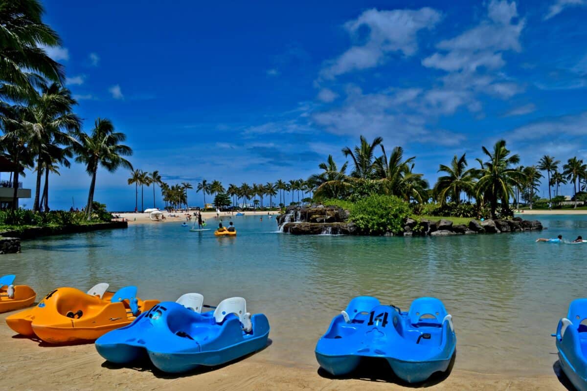 pedal boats at Hilton Hawaiian Village Waikiki Beach Resort
