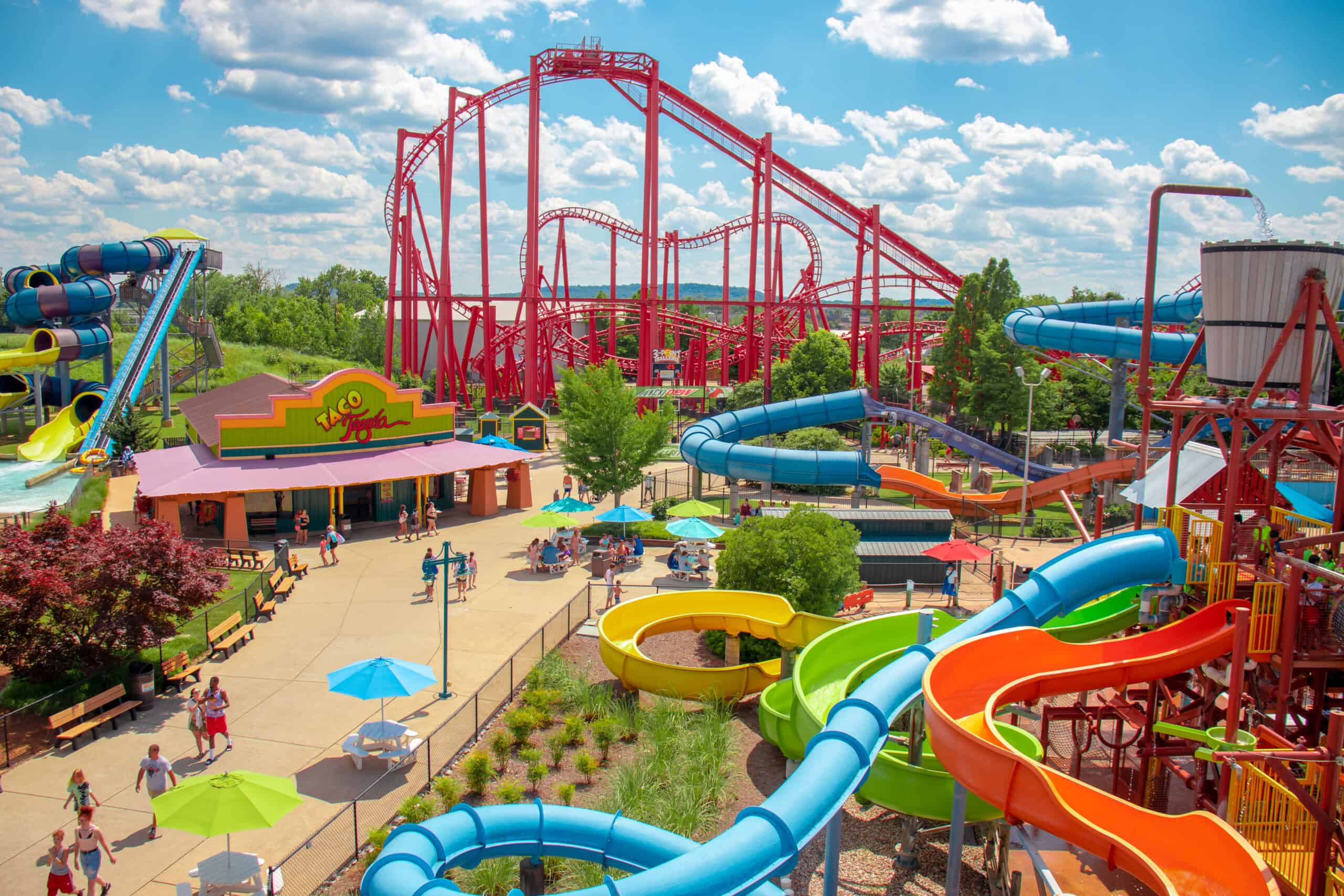 Pool area and slides and coaster. - Picture of Kentucky Kingdom, Louisville  - Tripadvisor