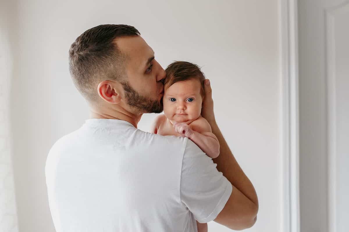 Newborn baby with father