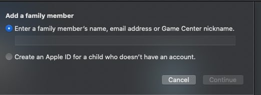 Family sharing - add existing Apple ID