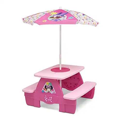 Delta Activity Minnie Mouse Picnic Table with Umbrella and Lego Compatible Tabletop