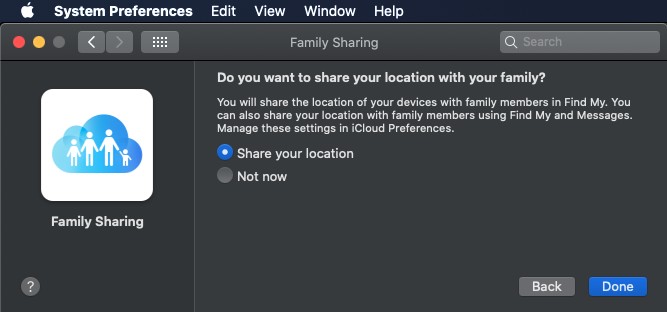 family sharing - share location box
