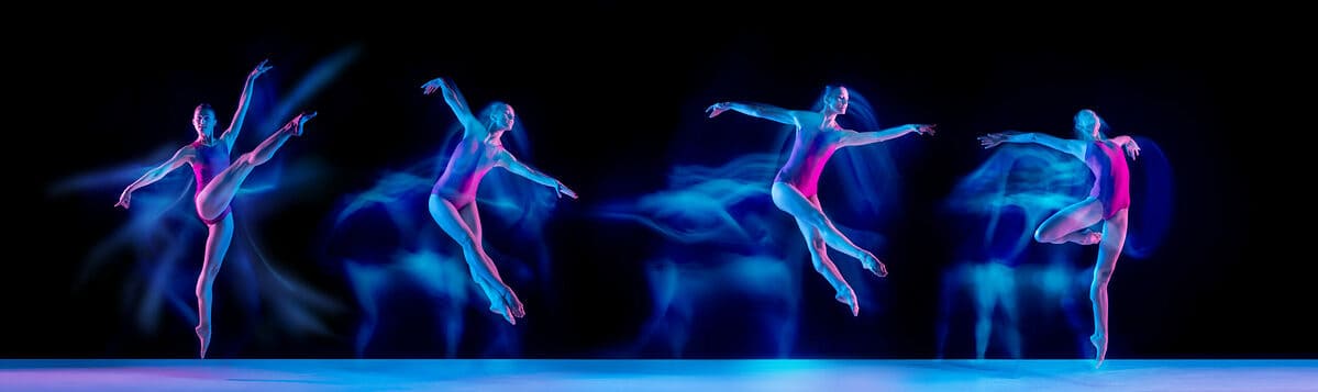 Development of movements of one beautiful ballerina dancing isolated on dark background in mixed neon light. Concept of art, beauty, aspiration, creativity.Fine arts are everywhere! These trivia questions will open up a world of fine arts for your child to explore. 