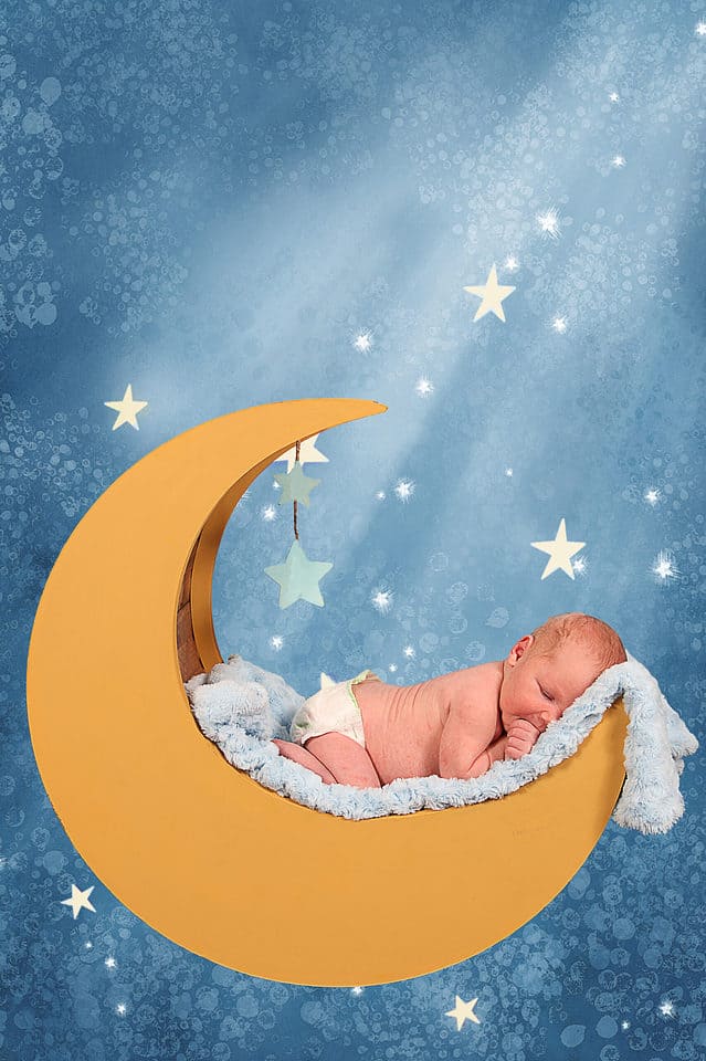 Sweet little baby boy Sleeping in the moon and stars