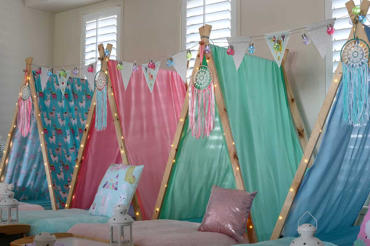 Colorful slumber party tents