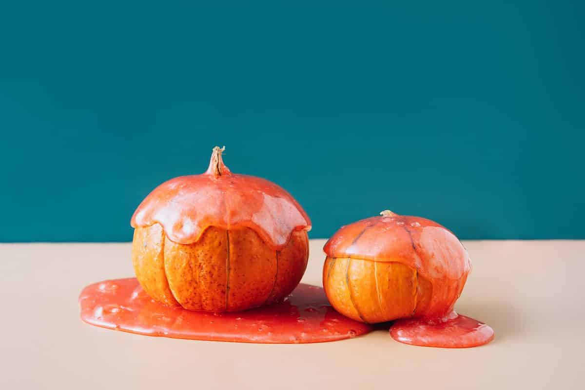 Slime on top of two pumpkins