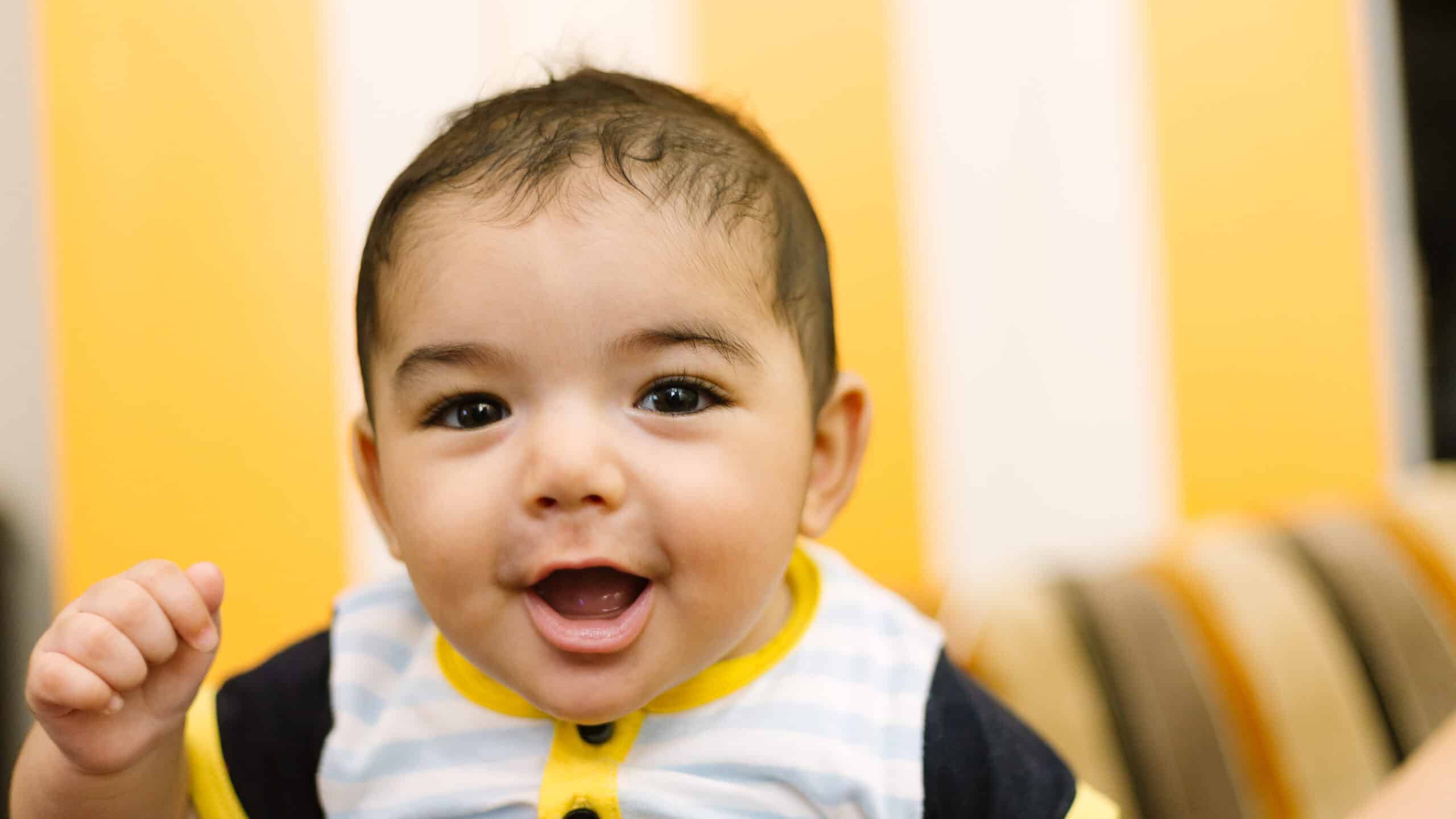 Baby boy portrait, innocent baby face.