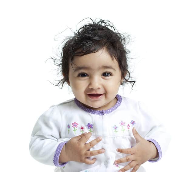 Smiling Baby Girl, Isolated, White