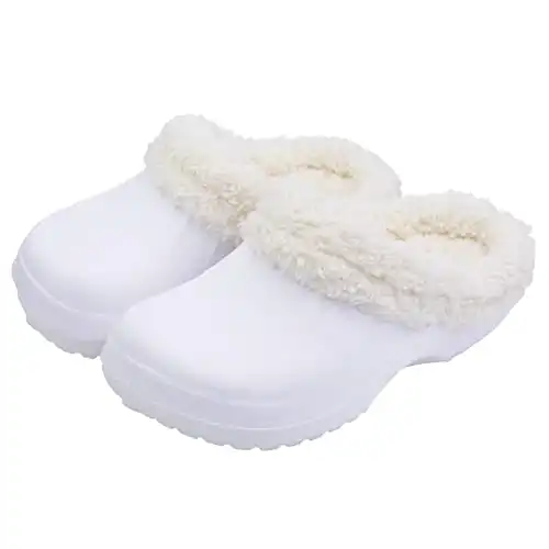 Toddler Fur Lined Clogs for Kids Waterproof Fuzzy House Slippers