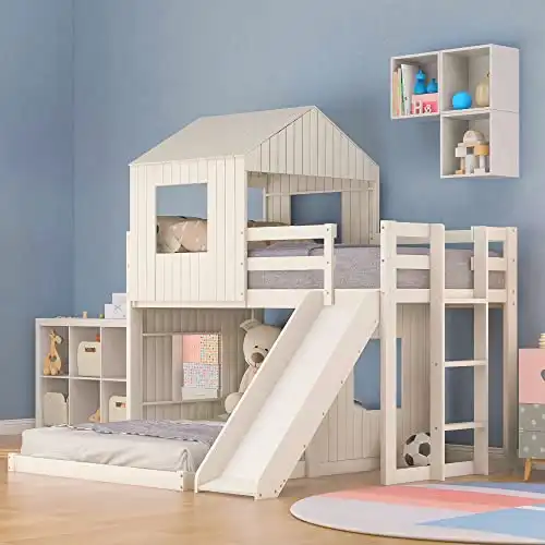 Harper & Bright Designs House Bunk Beds with Slide