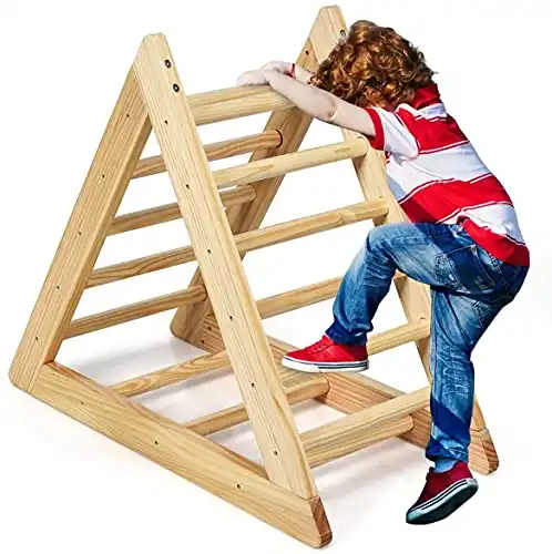 Costzon Triangle Climber, Wooden Climbing Toys for Toddlers