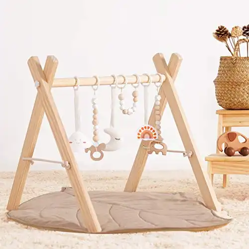 little dove Wooden Baby Gym with Mat