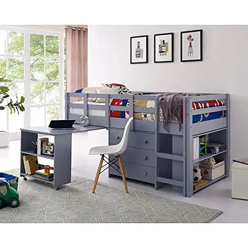 Naomi Home Twin Size Loft Bed with Desk