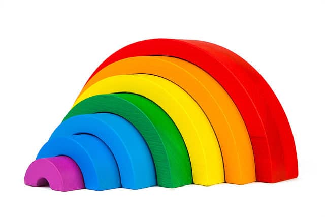 Montessori wooden rainbow stacker toy