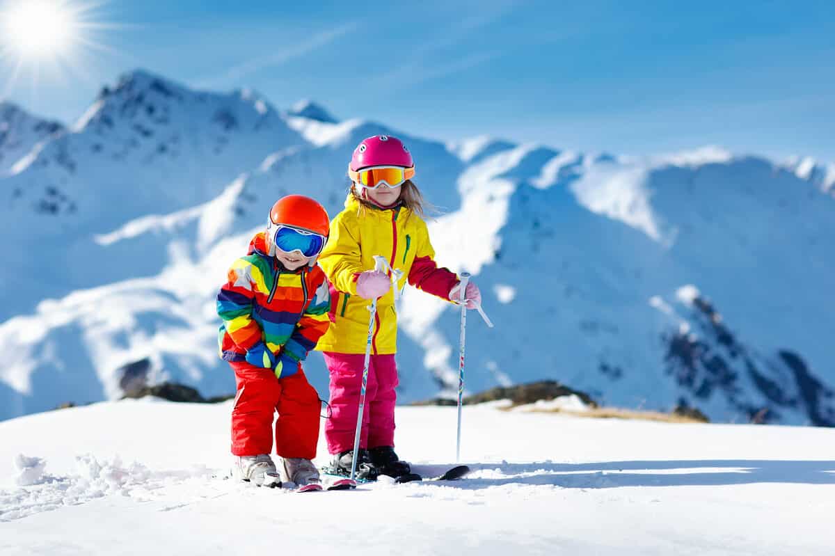 Children skiing together