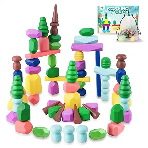 Colorful Wooden Sorting Stacking Rocks