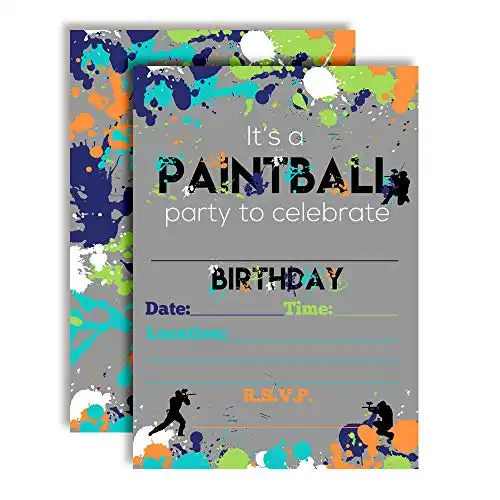 Paintball Themed Birthday Party Invitations by AmandaCreation