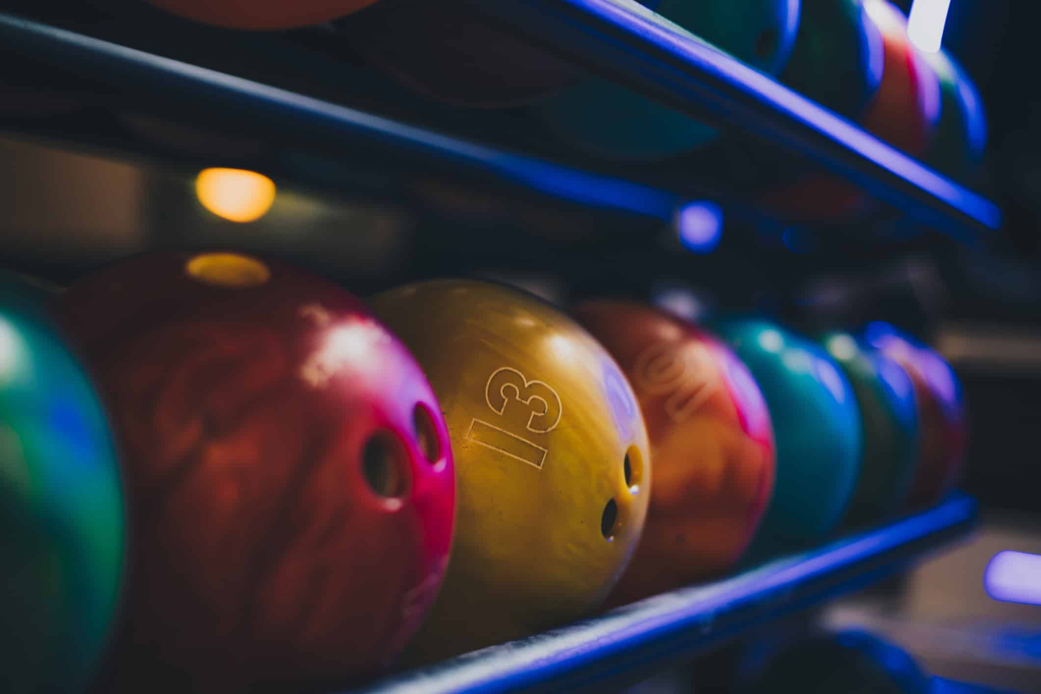 Bowling alley. Focus is on background.