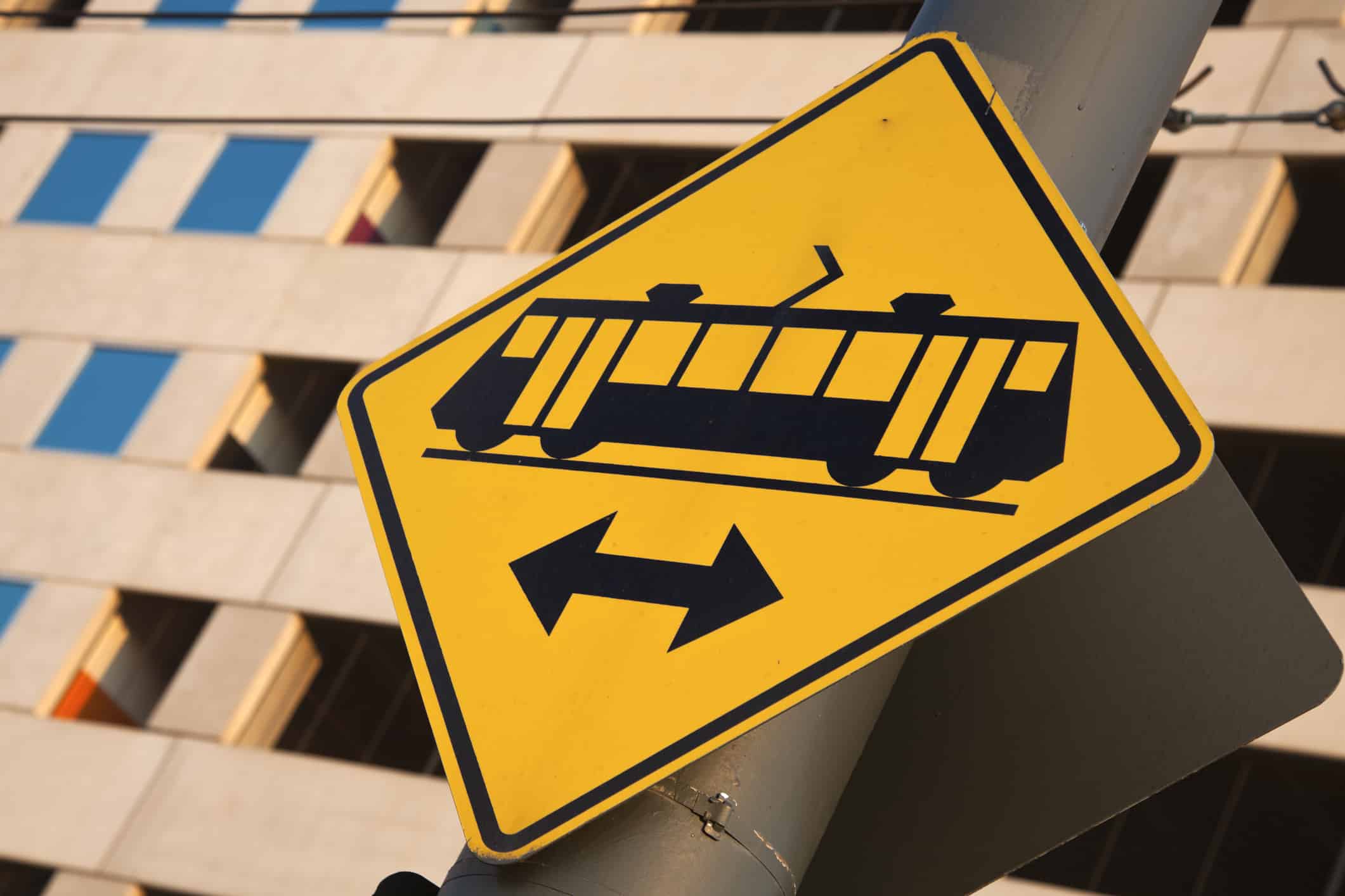 Tramway sign in downtown Denver, Colorado.