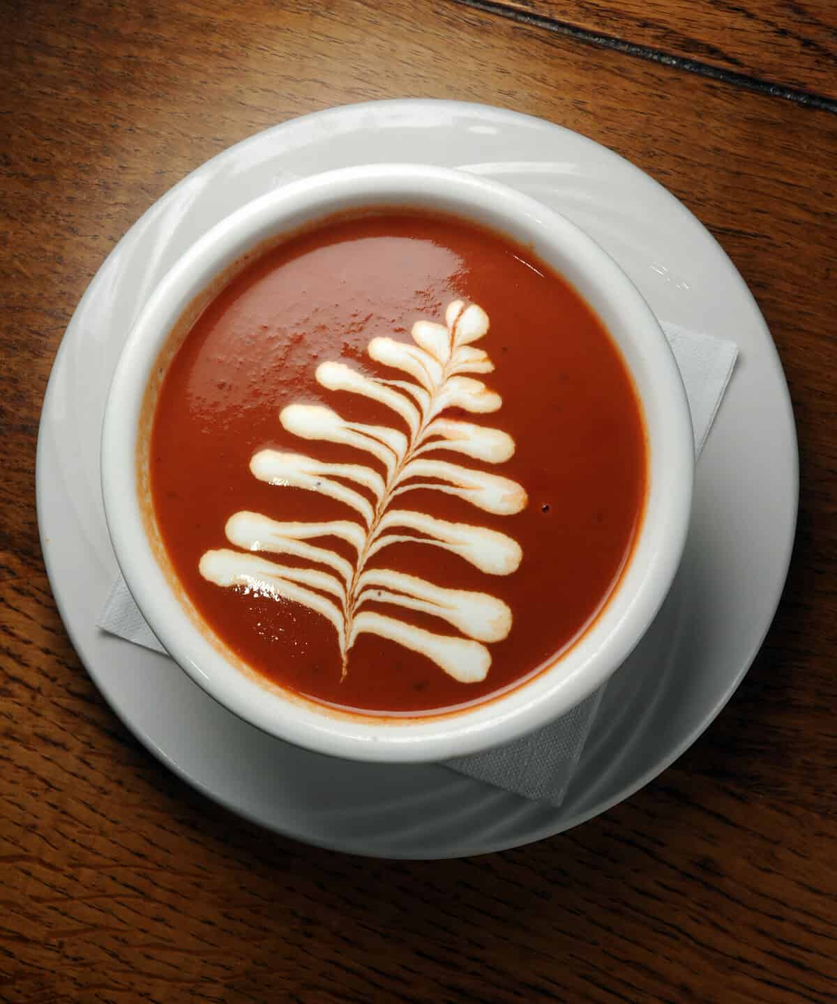 Tomato Bisque Soup Presented Vertical