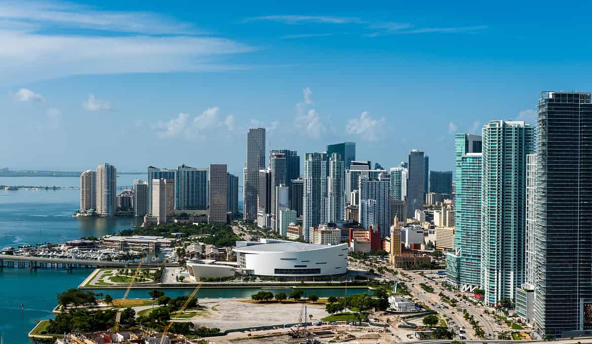 Aerial view of downtown Miami FL