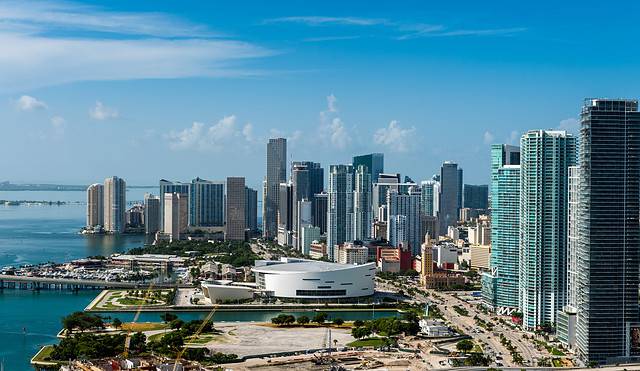 Aerial view of downtown Miami FL