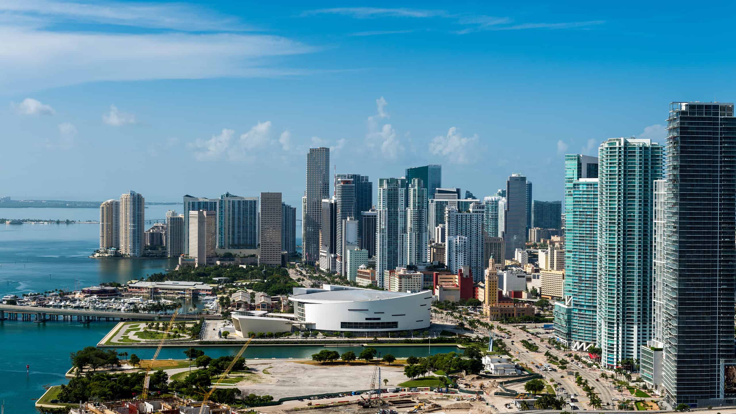 Aerial view of downtown Miami FL