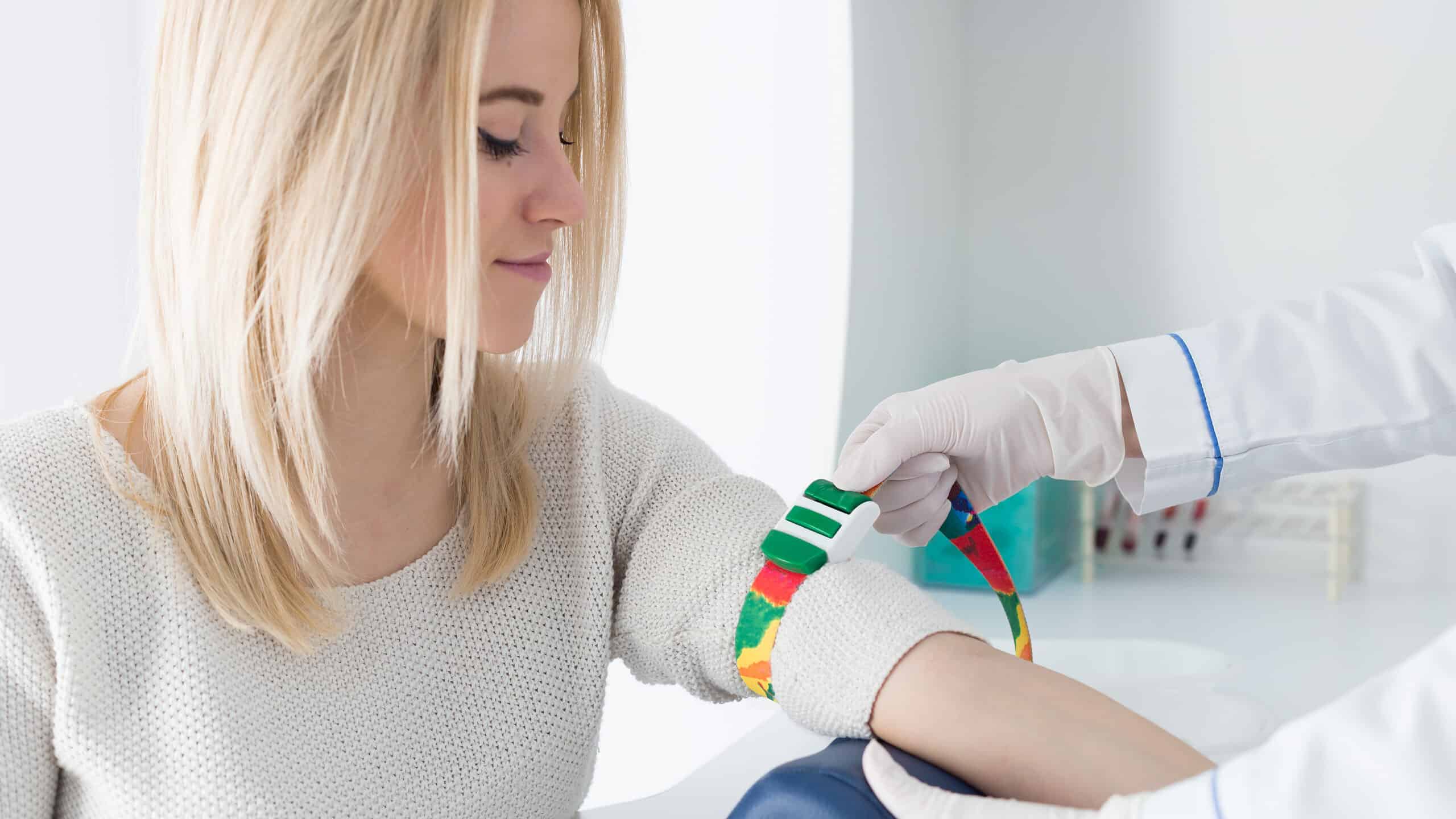 Young woman preparing for blood test