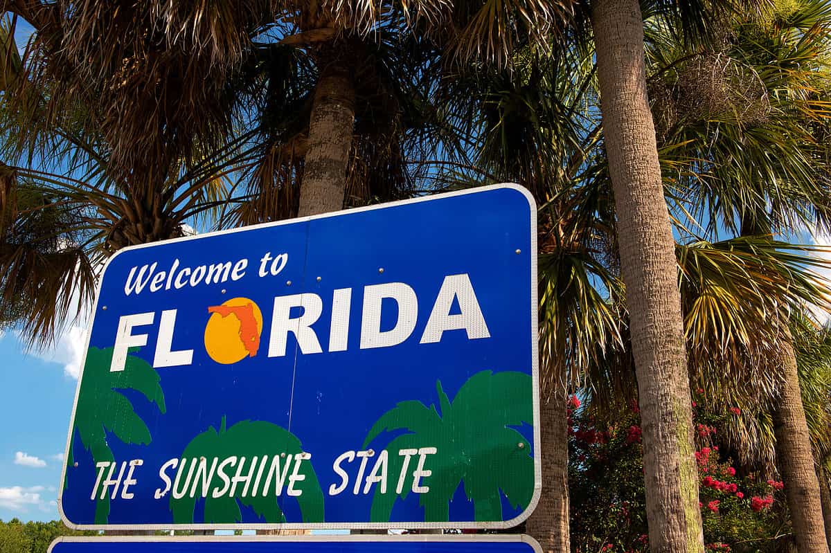 Welcome to Florida the Sunshine State sign