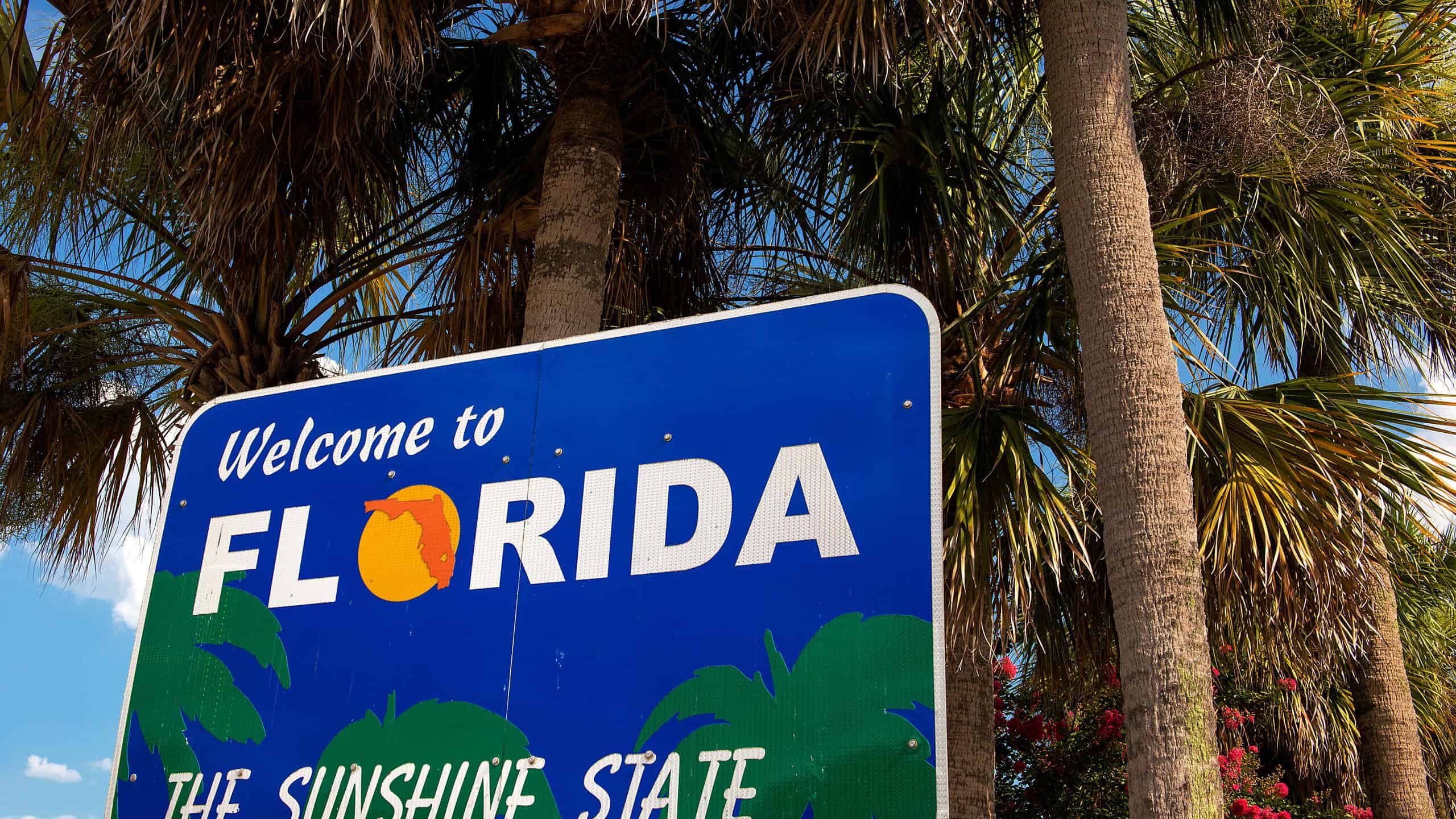 Welcome to Florida the Sunshine State sign