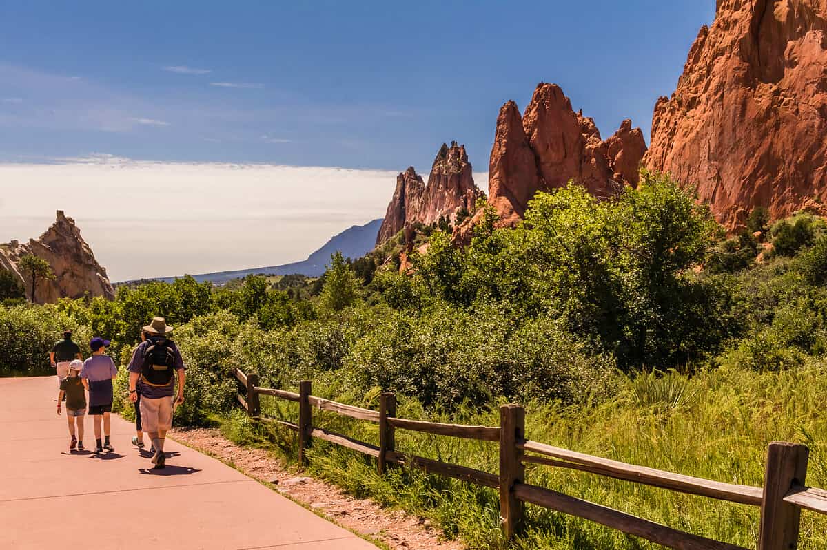 Garden of the Gods, family walking