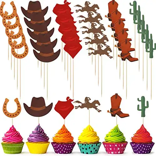Western Themed Cupcake Toppers (30 Pieces)