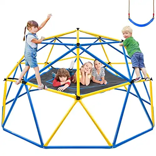 10FT Climbing Dome with Canopy and Swing