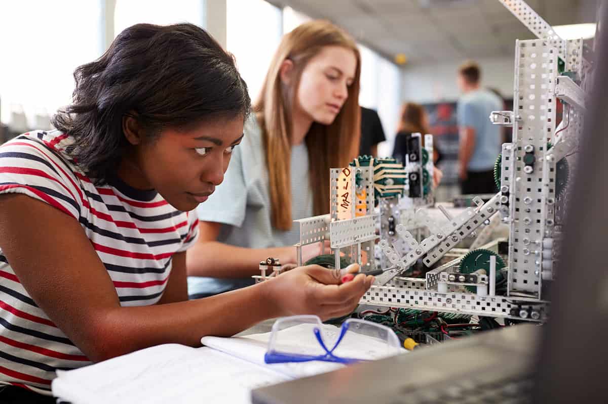 Dreher High School STEM students working in a class.