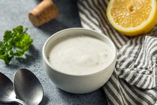 Homemade Organic Ranch Dressing in a Bowl
