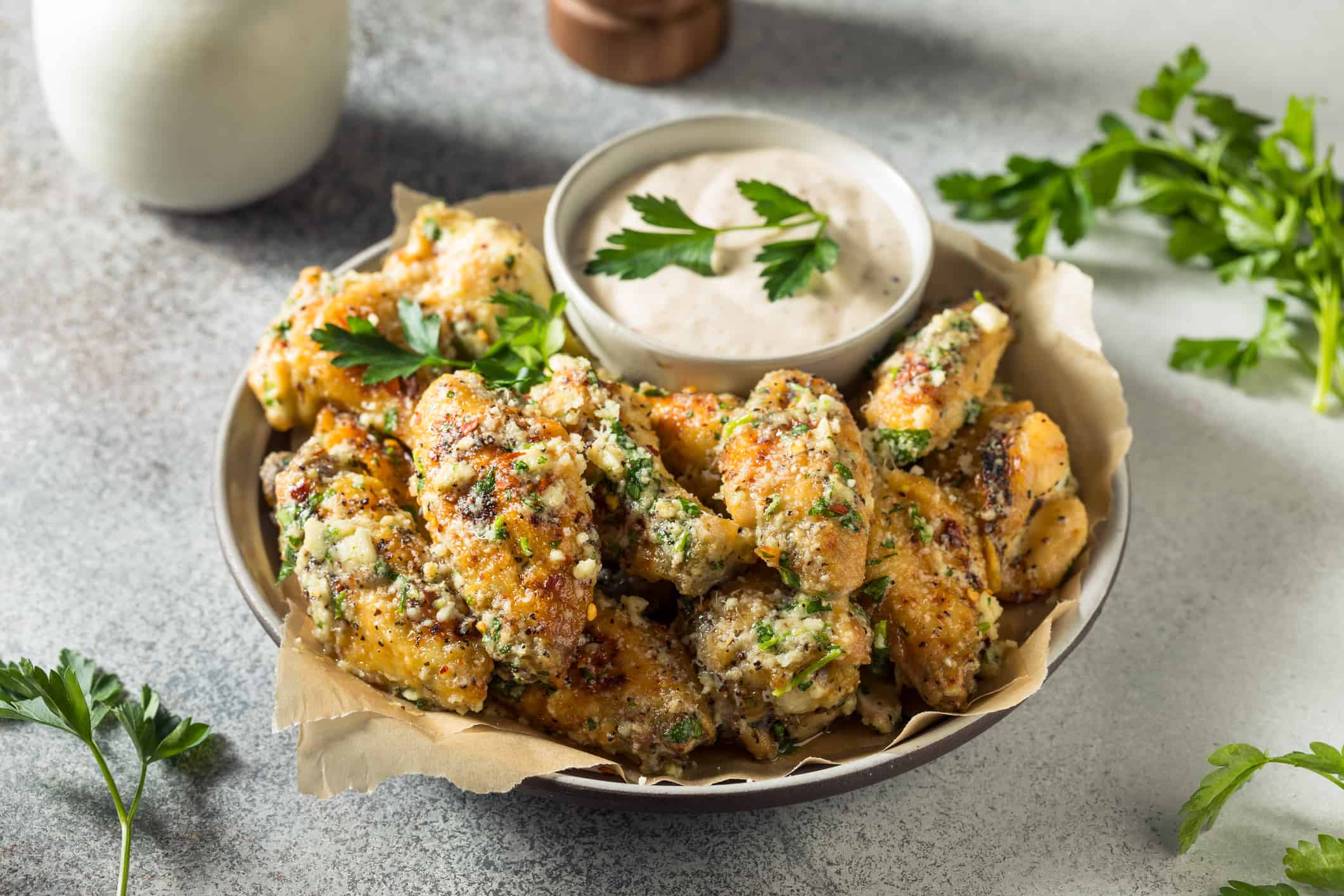 Parmesan Chicken Wings with Ranch
