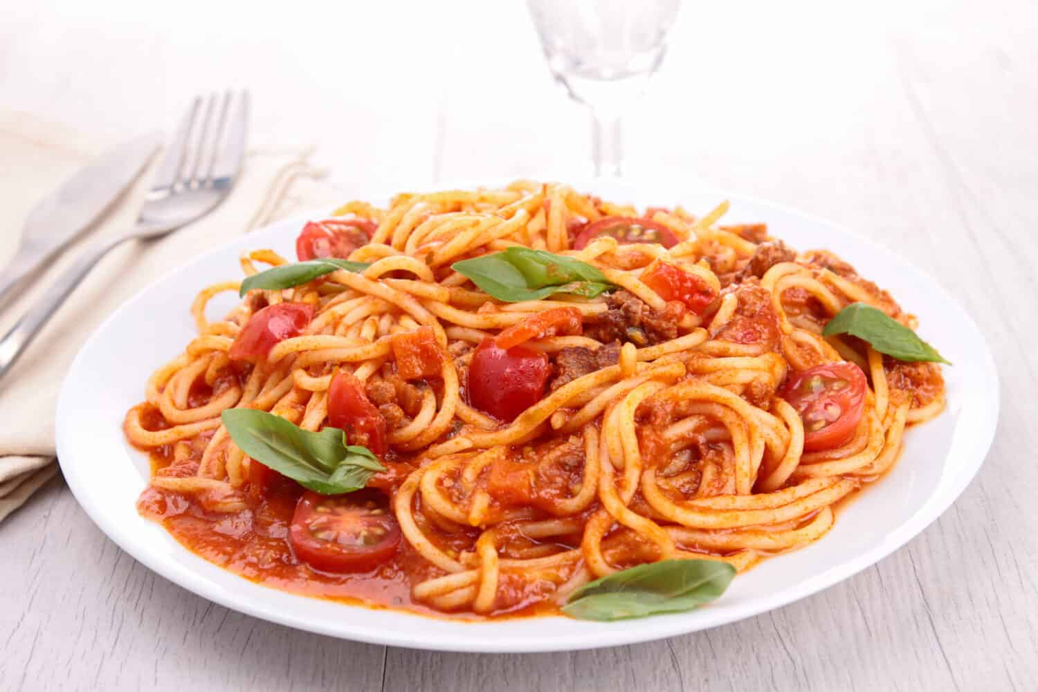 spaghetti with tomato sauce and meat