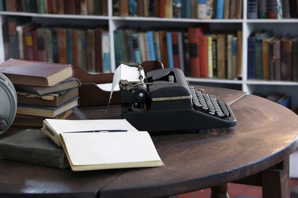 Office and typewriter in Ernest Hemingway’s Home and Museum, Whitehead Street, Key West, Florida, United States