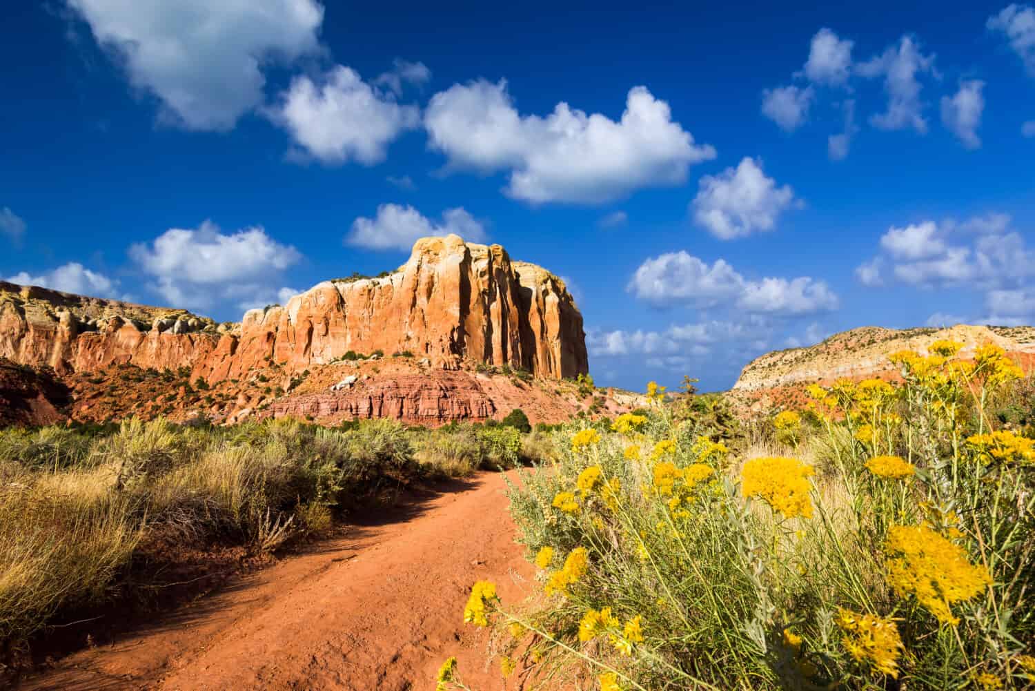 Late afternoon in the Red Rocks area of Northern New Mexico featuring amazing colors and rock formations