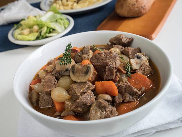 Beef Burgundy in Serving Bowl