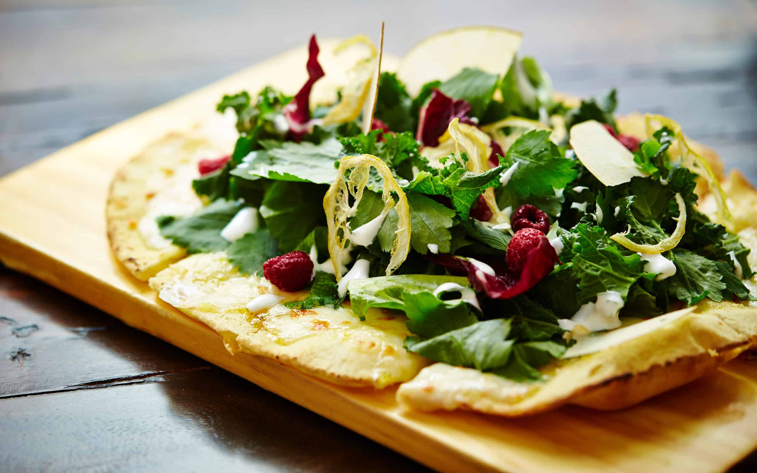 Fresh salad pizza